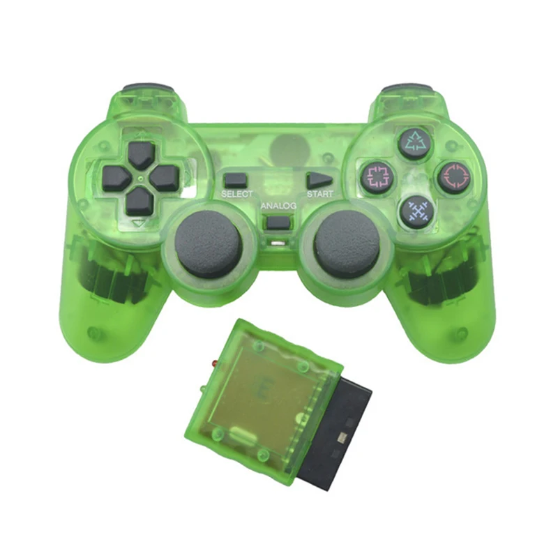 Transparent Color Game Controller For PS2 Wireless gamepad 2.4GHz Vibration Controle Gamepad compatible for Playstation 2
