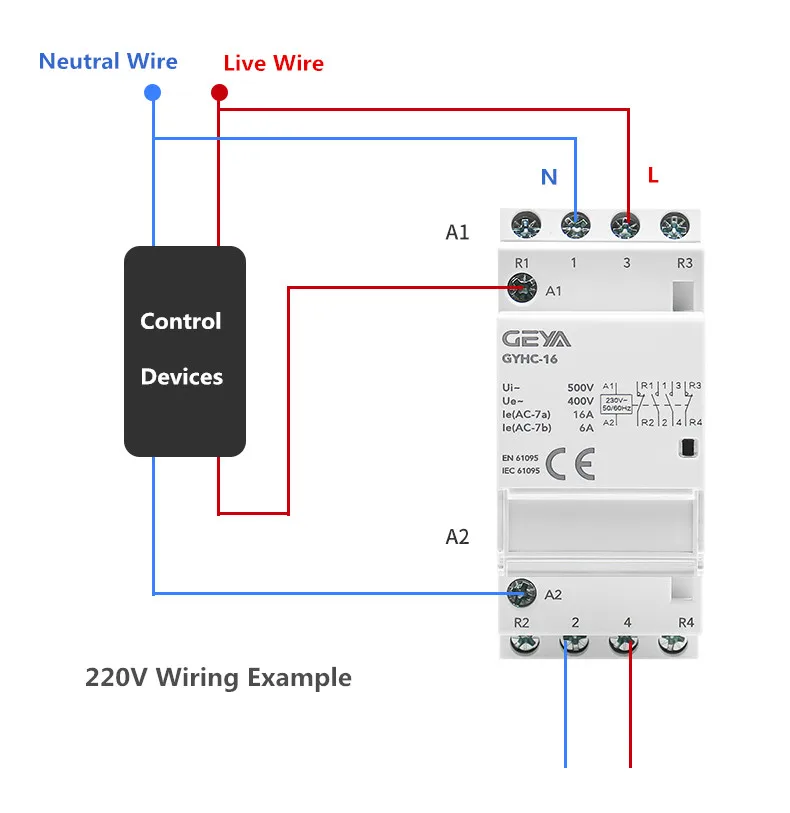 GEYA Din Rail Mounted Household Modular AC Contactor for Smart Home House Hotel AC220V 2P 16A 20A 25A 2NC 2NO 1NO1NC 50/60Hz