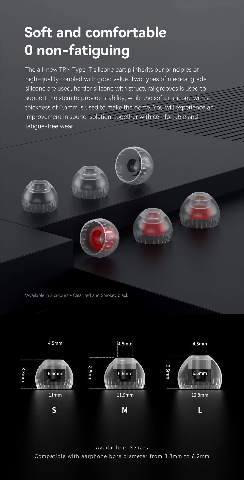 TRN T Ear-Tips Silicone Eartips Double Support Structure Earphone 3 Pairs Headphone Headset Earbuds TRN TA3 Kirin MT4 Xuanwu