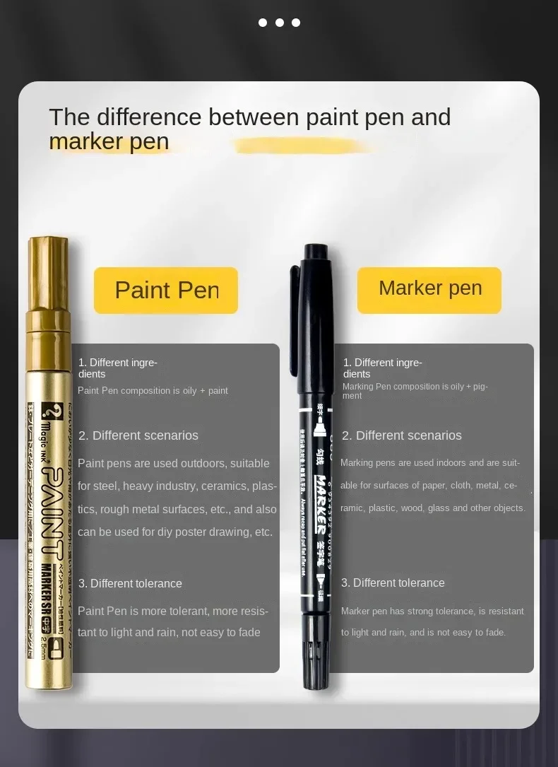 1PC Metallic Silver Paint Pen Gold Permanent Marker Waterproof for Ceramic DIY Craft Glass Extra Fine Point Painting Stationery
