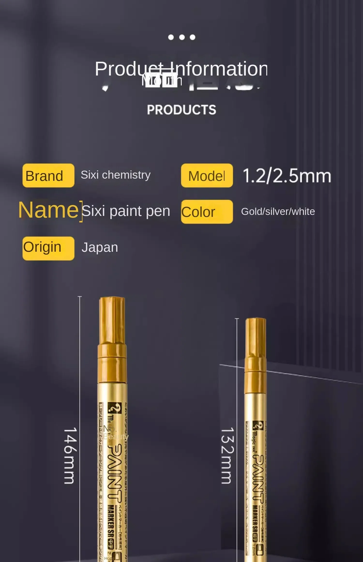 1PC Metallic Silver Paint Pen Gold Permanent Marker Waterproof for Ceramic DIY Craft Glass Extra Fine Point Painting Stationery