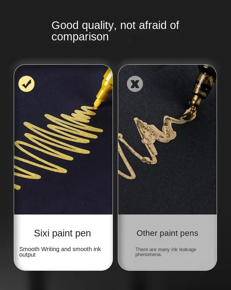1PC Metallic Silver Paint Pen Gold Permanent Marker Waterproof for Ceramic DIY Craft Glass Extra Fine Point Painting Stationery
