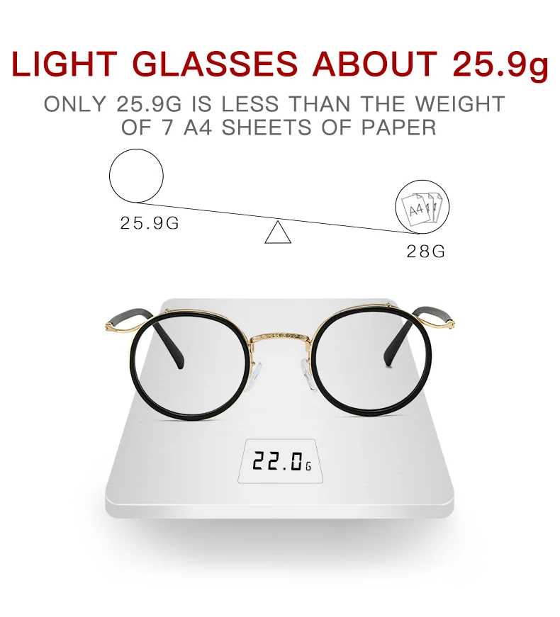 Retro Brand Design Luxury Round Frame Glasses Frame for Men Women Ultralight Stainless Steel Alloy Anti Blue Light Eyeglasses