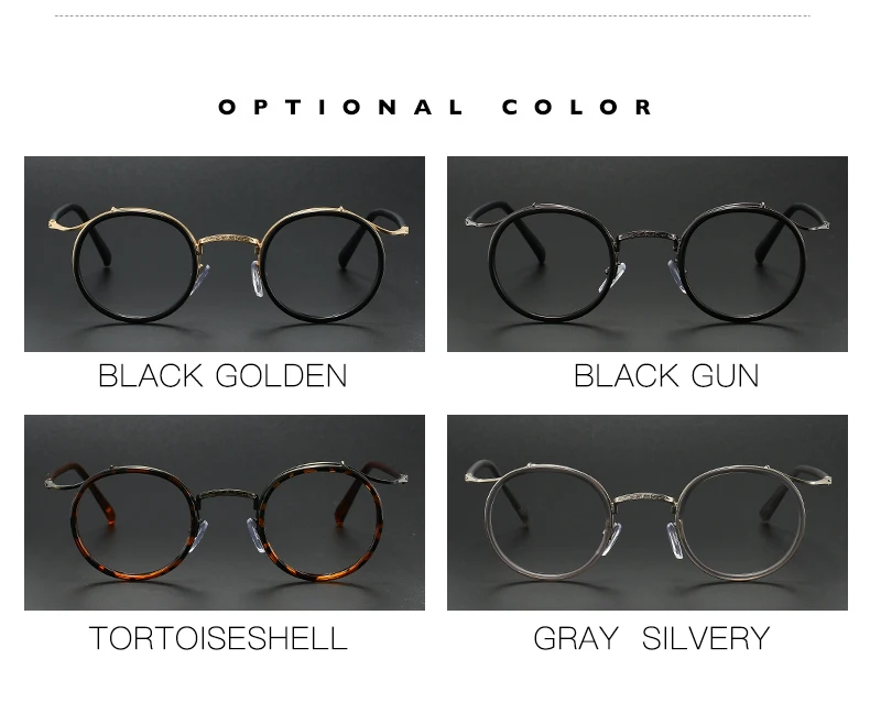 Retro Brand Design Luxury Round Frame Glasses Frame for Men Women Ultralight Stainless Steel Alloy Anti Blue Light Eyeglasses
