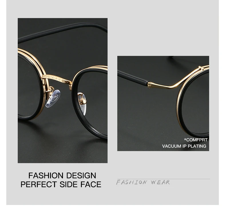 Retro Brand Design Luxury Round Frame Glasses Frame for Men Women Ultralight Stainless Steel Alloy Anti Blue Light Eyeglasses