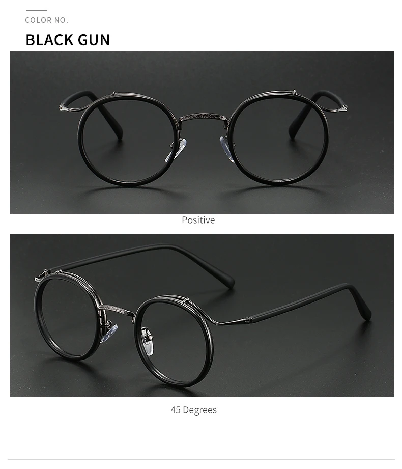 Retro Brand Design Luxury Round Frame Glasses Frame for Men Women Ultralight Stainless Steel Alloy Anti Blue Light Eyeglasses