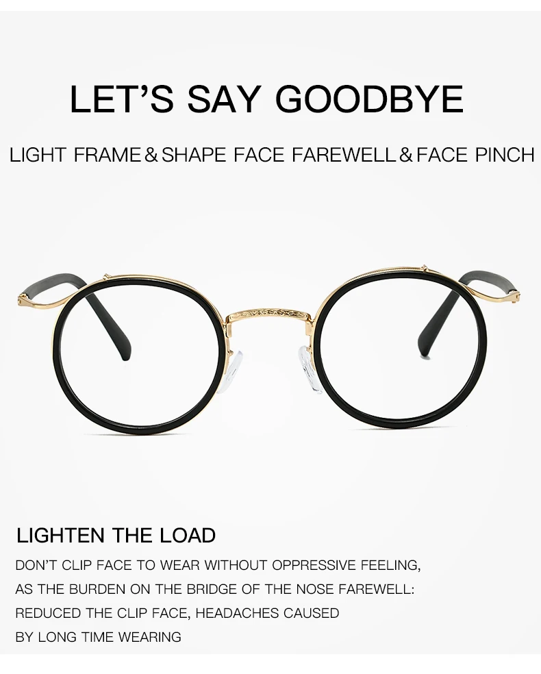 Retro Brand Design Luxury Round Frame Glasses Frame for Men Women Ultralight Stainless Steel Alloy Anti Blue Light Eyeglasses