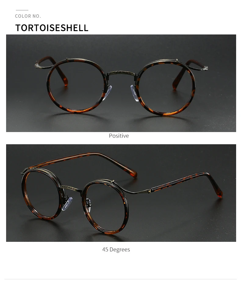 Retro Brand Design Luxury Round Frame Glasses Frame for Men Women Ultralight Stainless Steel Alloy Anti Blue Light Eyeglasses
