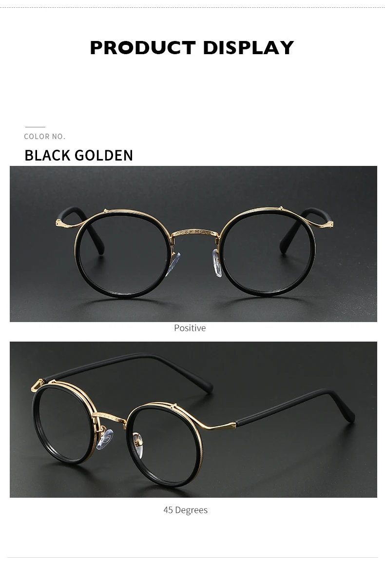 Retro Brand Design Luxury Round Frame Glasses Frame for Men Women Ultralight Stainless Steel Alloy Anti Blue Light Eyeglasses