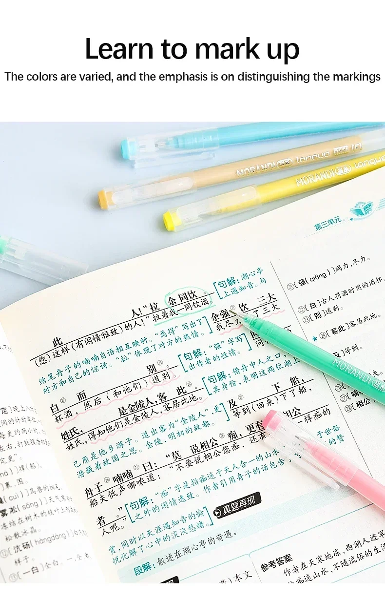Languo Gel Pen Large Capacity Handbook Pens 6/9Pcs 0.6mm Student Art Diy Doodling Drawing Markers Office Kawaii Art Stationery