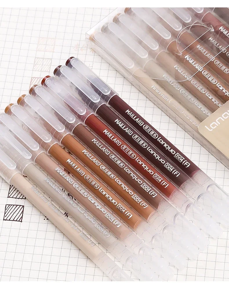 Languo Gel Pen Large Capacity Handbook Pens 6/9Pcs 0.6mm Student Art Diy Doodling Drawing Markers Office Kawaii Art Stationery