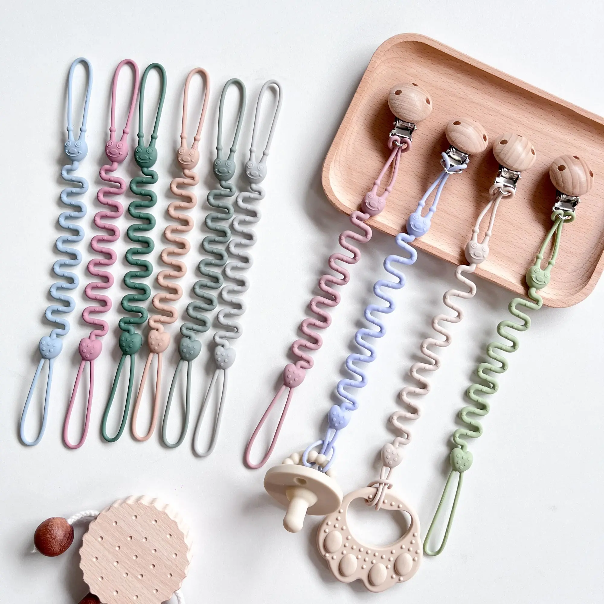 Fashion Baby Silicone Pacifier Chain, 1/4 Pcs Soft Elastic Toy Straps for Teething Toys, Car Seats, Baby Travel Essentials
