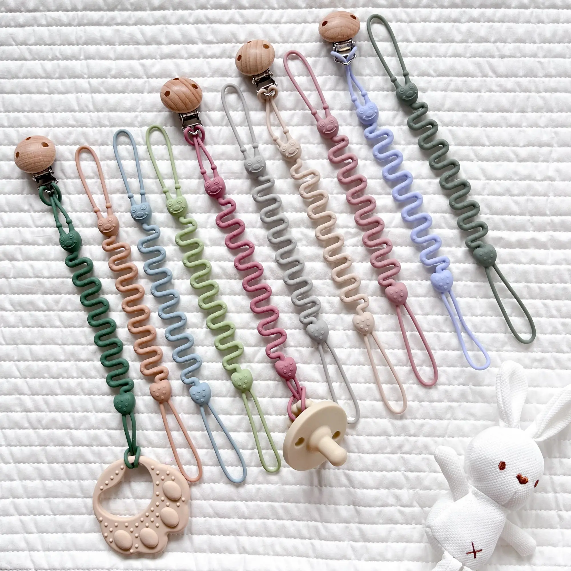 Fashion Baby Silicone Pacifier Chain, 1/4 Pcs Soft Elastic Toy Straps for Teething Toys, Car Seats, Baby Travel Essentials