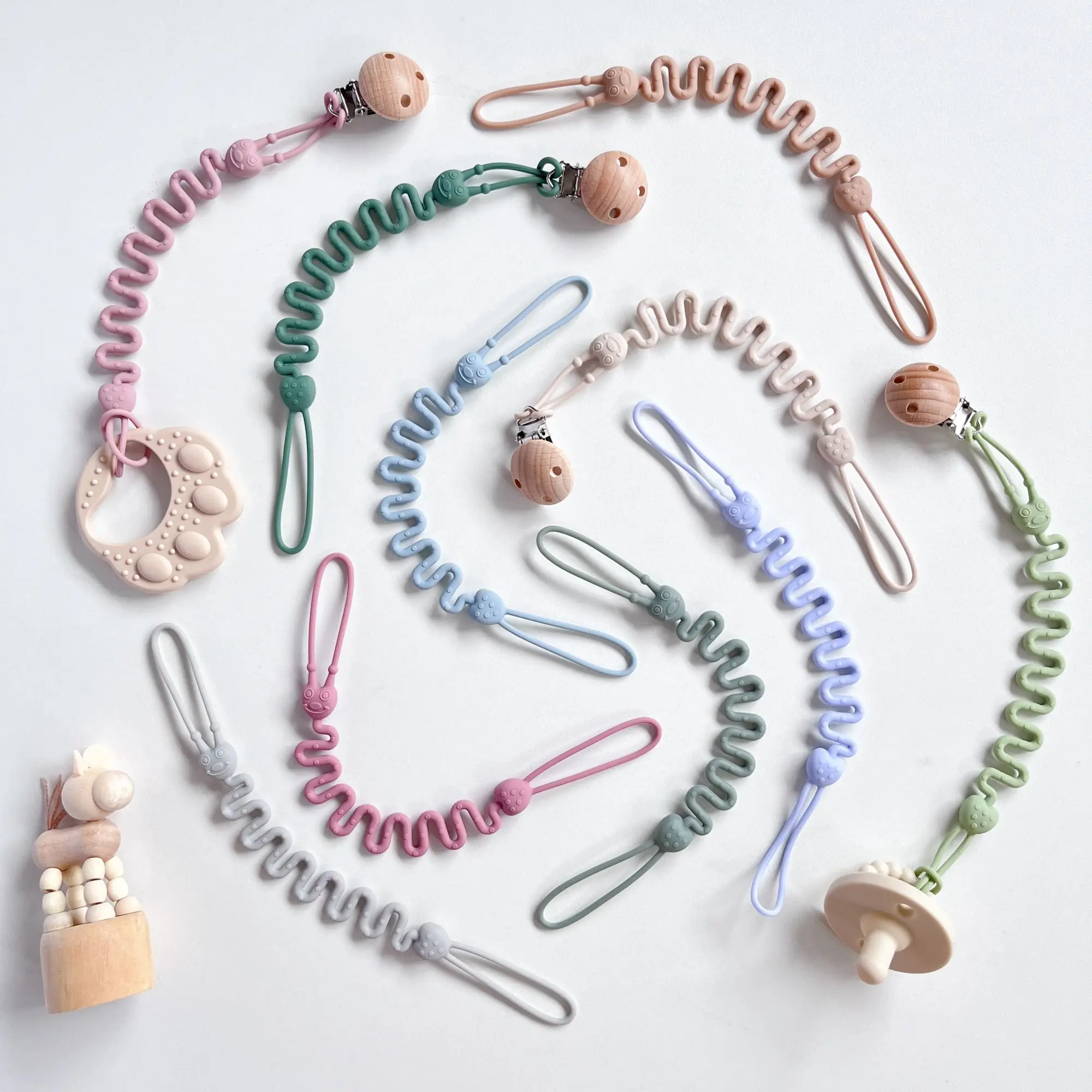 Fashion Baby Silicone Pacifier Chain, 1/4 Pcs Soft Elastic Toy Straps for Teething Toys, Car Seats, Baby Travel Essentials