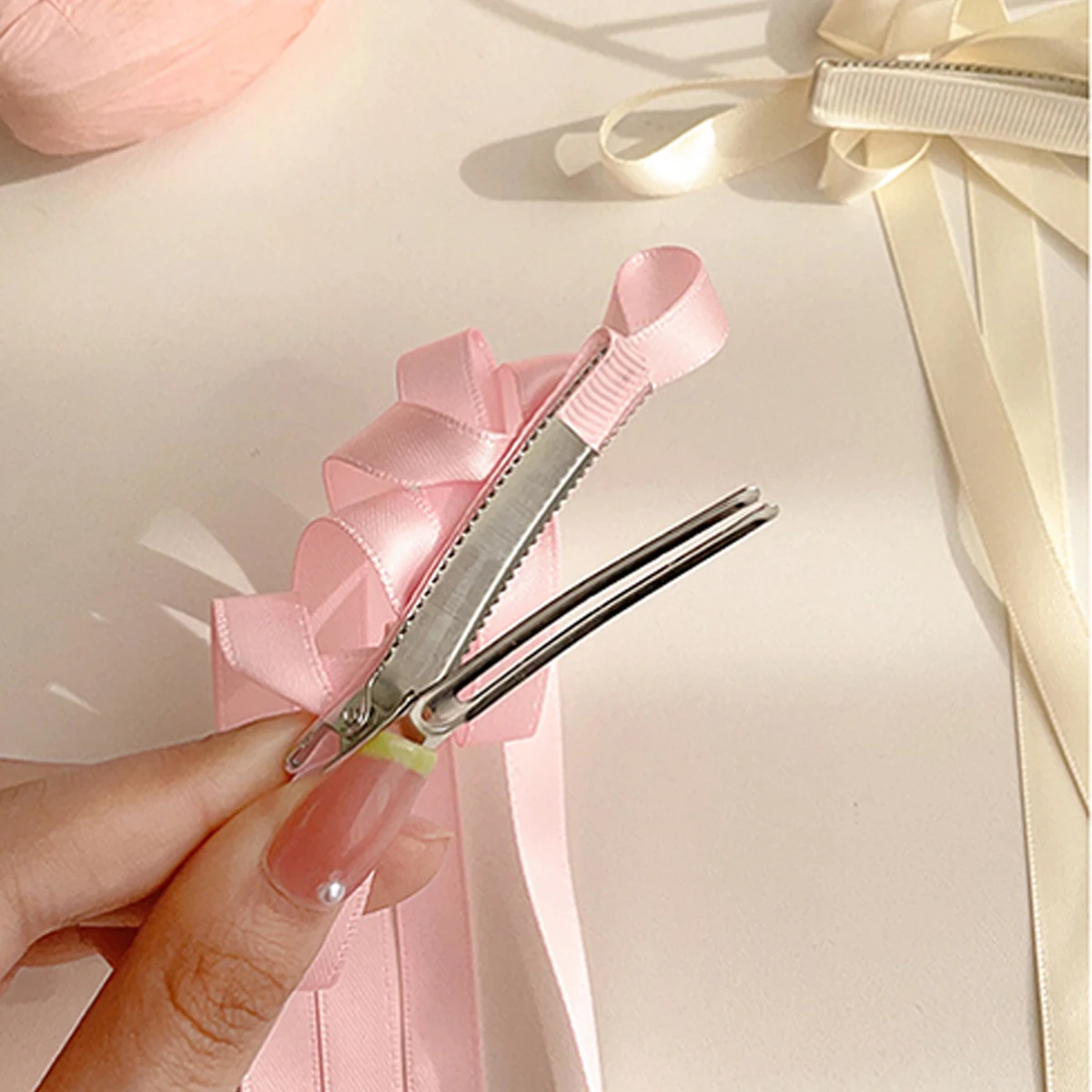 6-piece set of women's hair accessories, starry and bow set, ballet style bow ribbon ribbon hair clip, double ponytail ribbon br