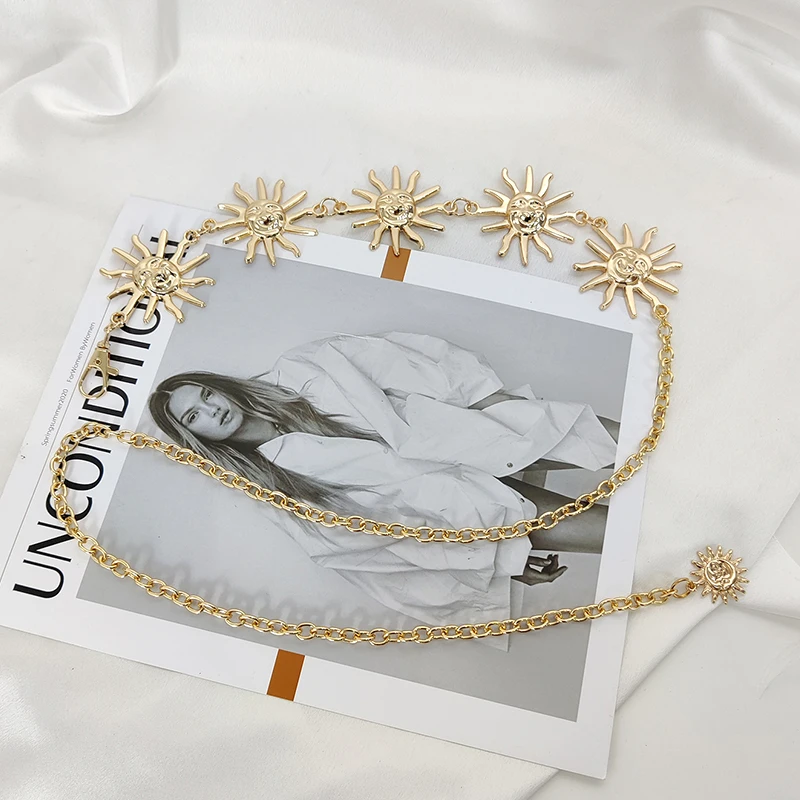 Punk Hip Hop Style All-match Waist chain sun Vintage Metal Womans Belt For Dress Vintage High Waist Chain Belt for Women