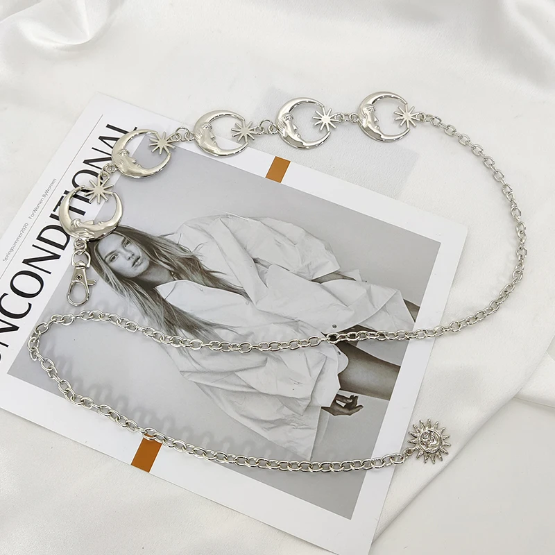 Punk Hip Hop Style All-match Waist chain sun Vintage Metal Womans Belt For Dress Vintage High Waist Chain Belt for Women
