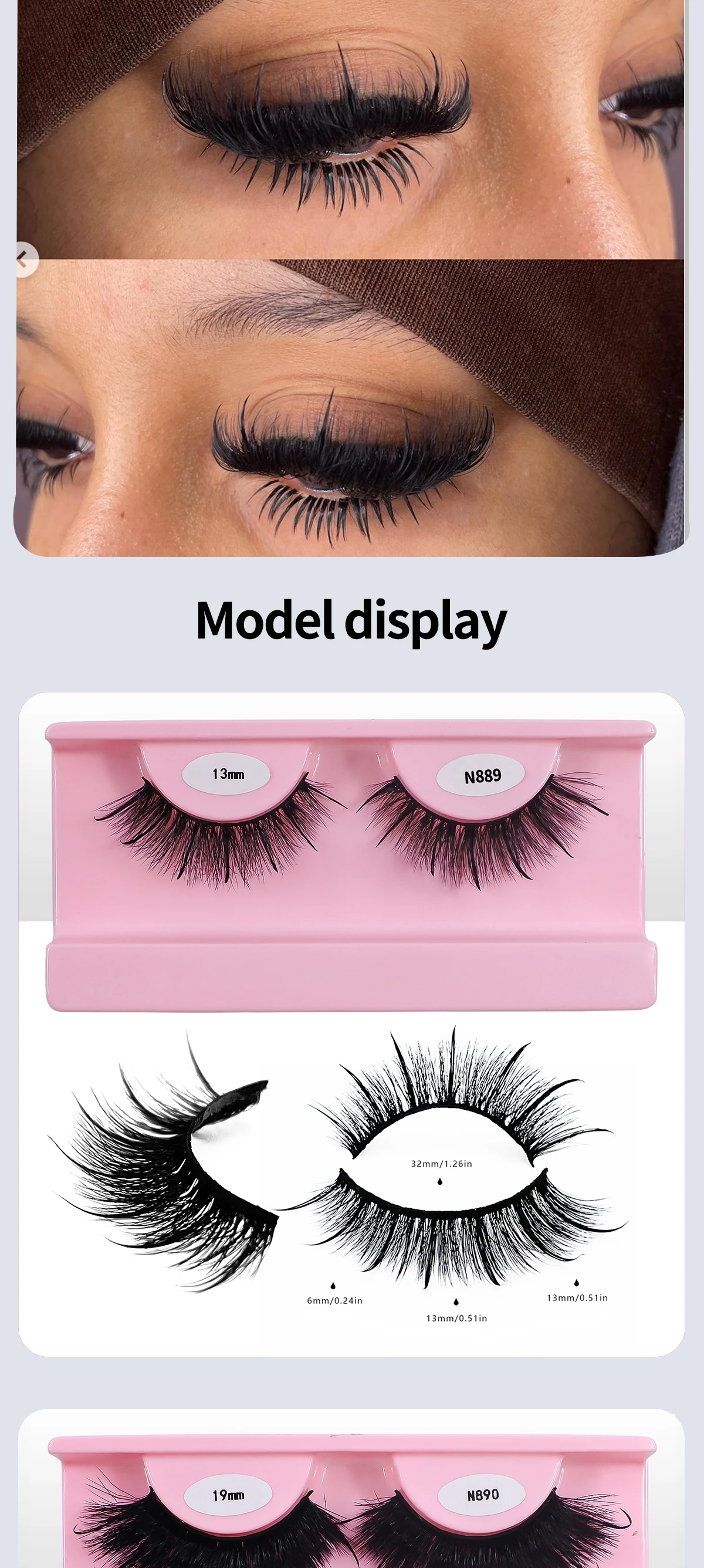 REDSIREN Faux Mink Lash Spikes Wispy Thick Natural Full Strip Lashes New Makeup Fluffy Mink Eyelashes