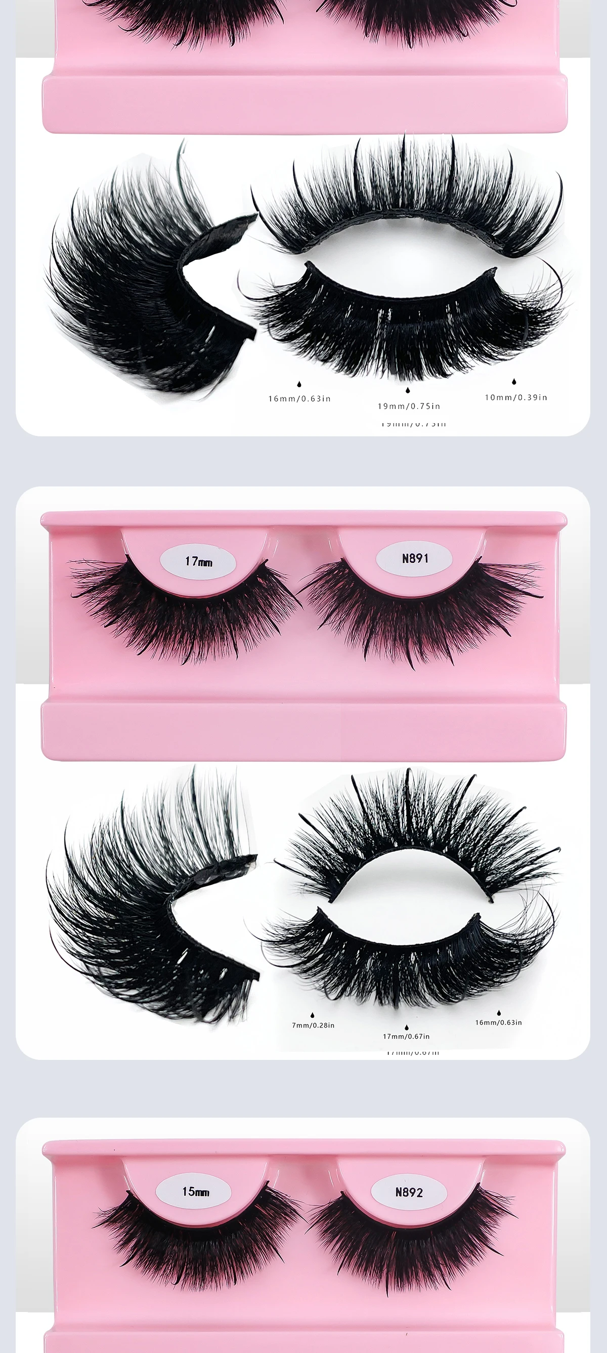 REDSIREN Faux Mink Lash Spikes Wispy Thick Natural Full Strip Lashes New Makeup Fluffy Mink Eyelashes