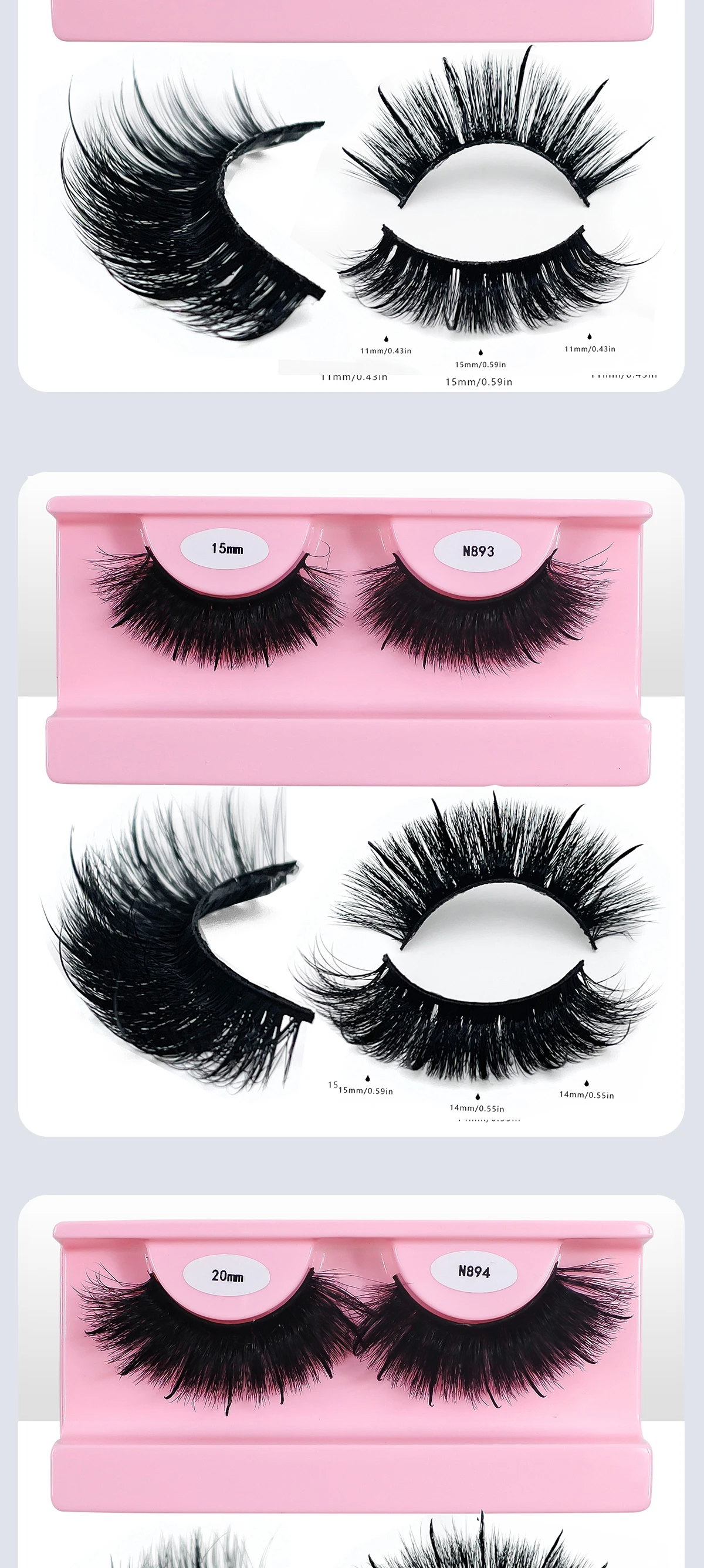 REDSIREN Faux Mink Lash Spikes Wispy Thick Natural Full Strip Lashes New Makeup Fluffy Mink Eyelashes