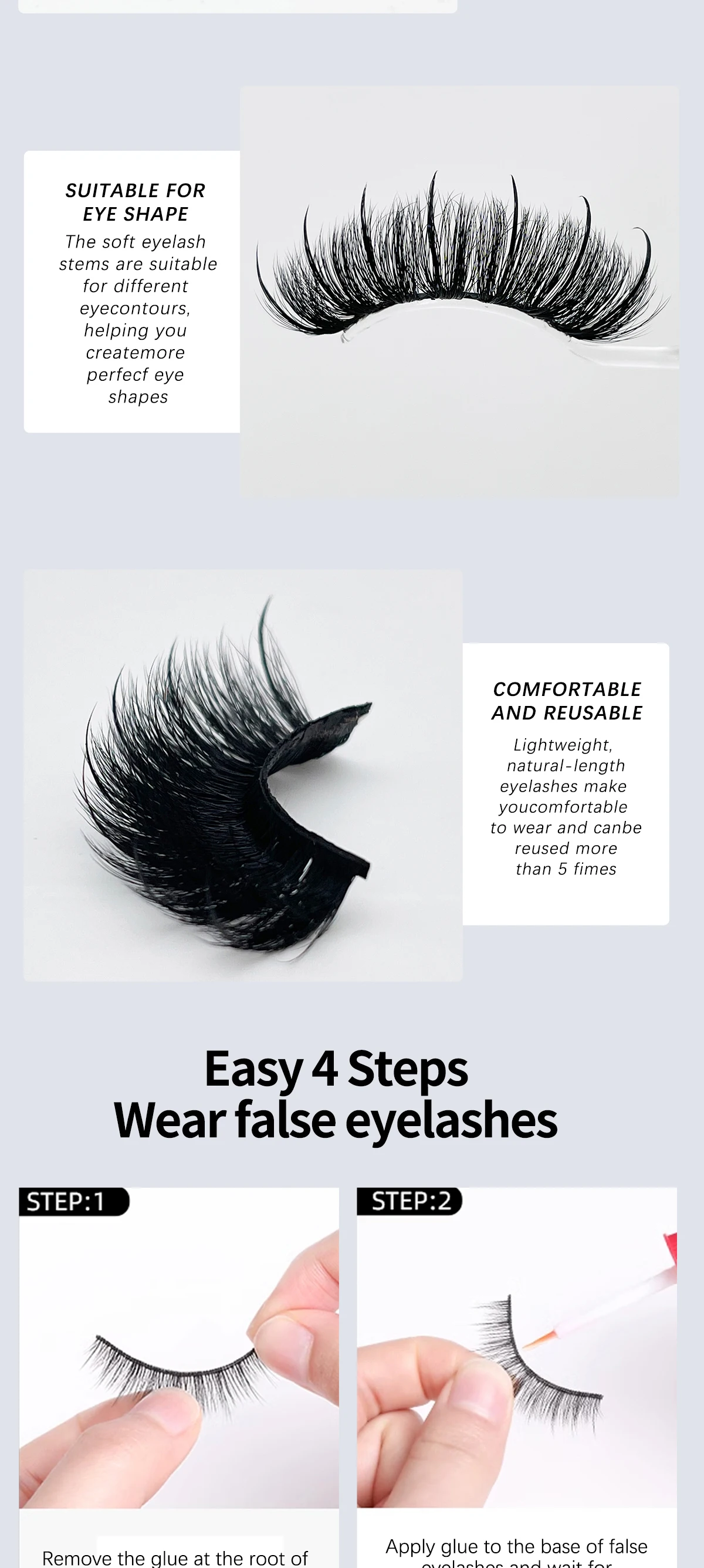REDSIREN Faux Mink Lash Spikes Wispy Thick Natural Full Strip Lashes New Makeup Fluffy Mink Eyelashes