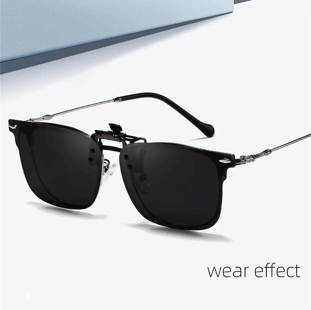 VIVIBEE Polarized Clip-on Flip Up Rimless Sunglasses for Anti-Glare Night Driving Glasses Fashion Mirorr Green Eyeglasses