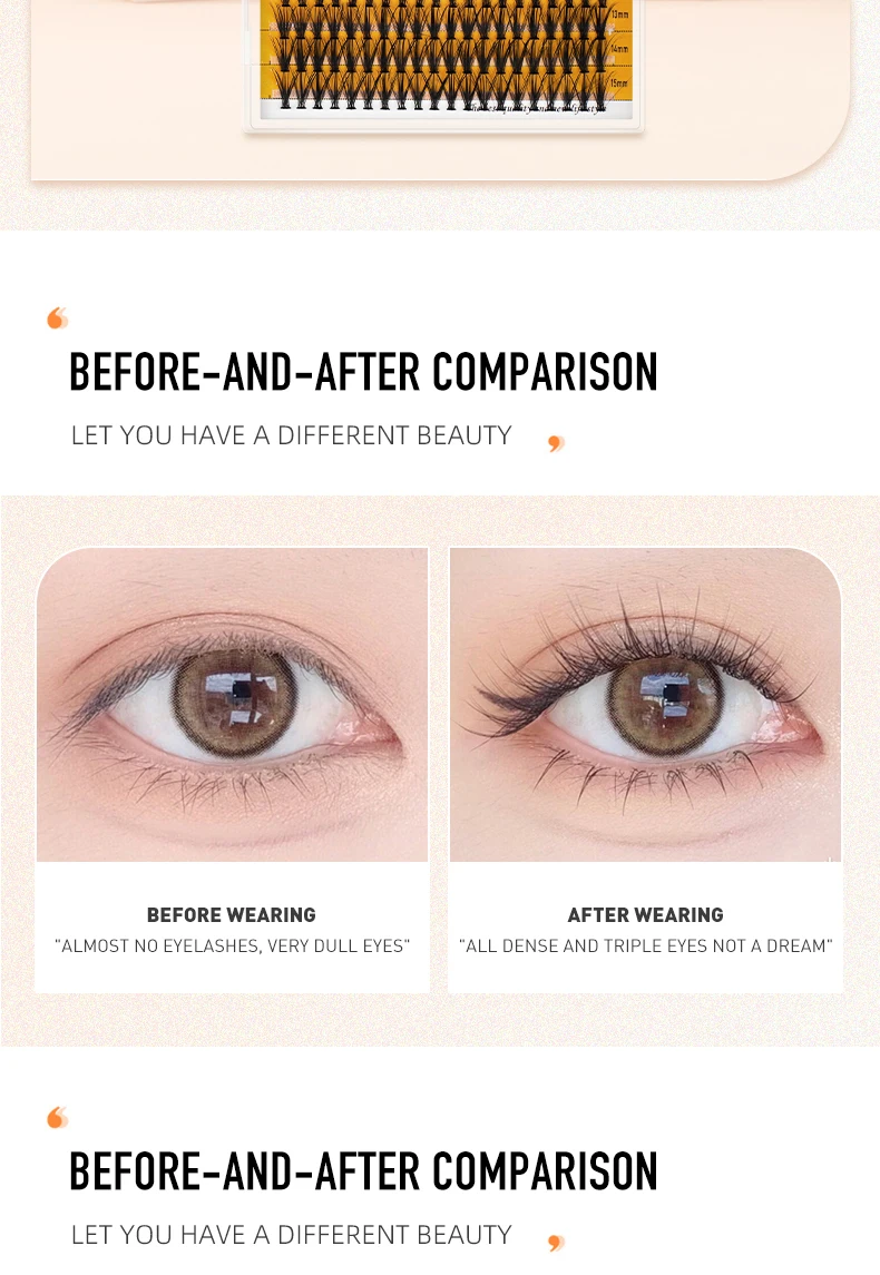 Segmented False Eyelash Extension 240 Clusters DIY 10D/20D Soft Natural Thick Mink Lashes Individual Makeup Grafting Eyelashes
