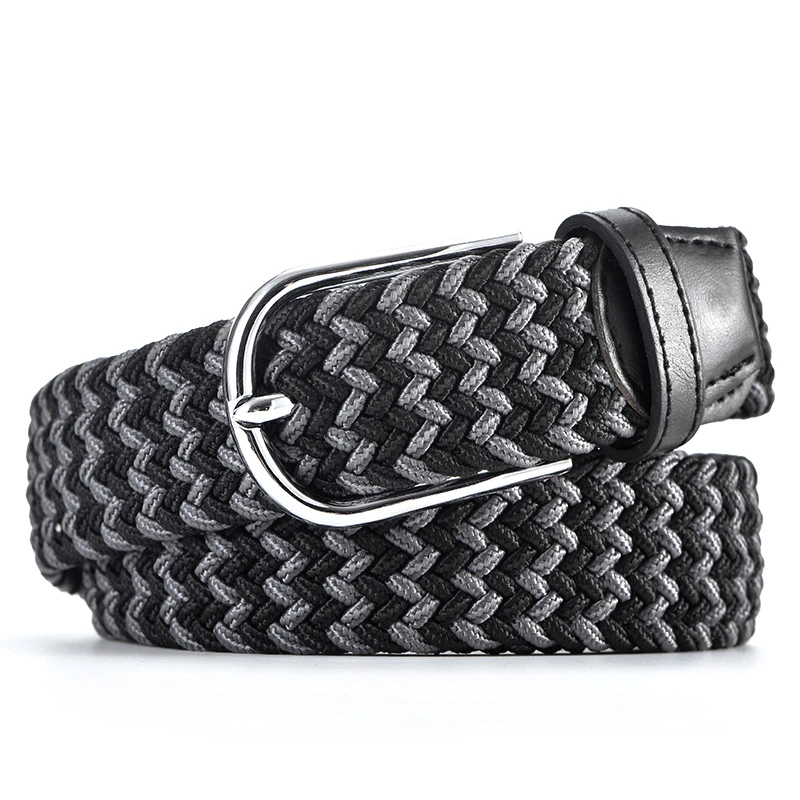Canvas waistband men's belt students youth belt stretch stretch elastic woven casual Korean version of the belt hipster