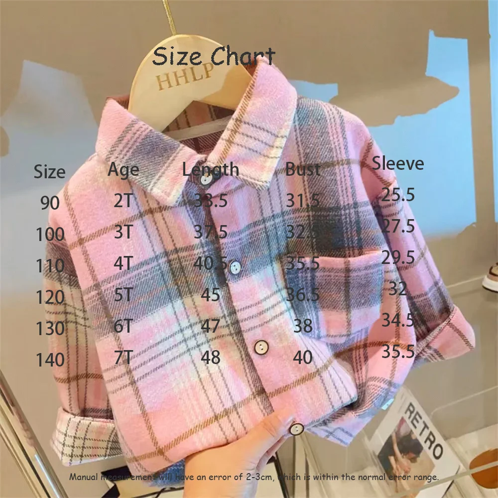 Autumn Children's Clothes Girls Boys Casual Retro Lapel Shirt Long Sleeves Single-breasted Tops Blouses Plaid Shirts