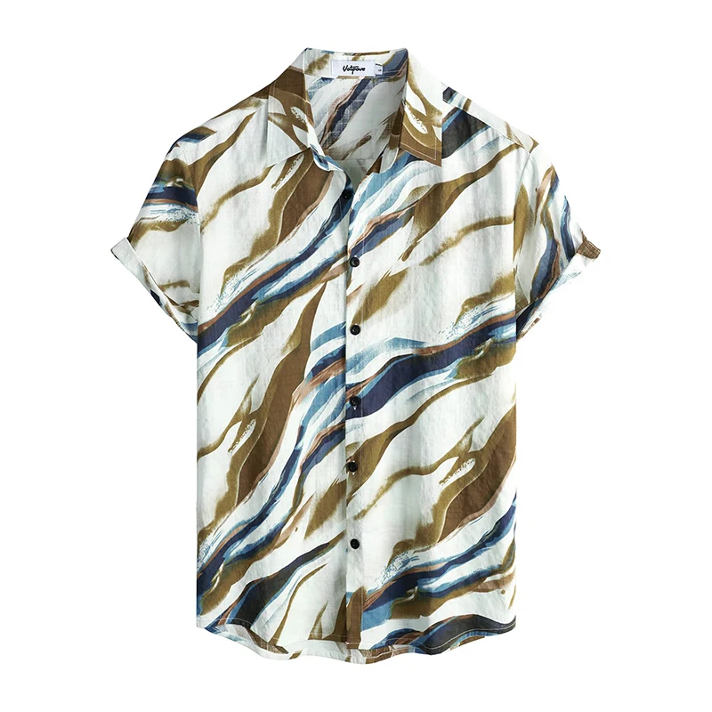 Mens Casual Hawaiian Floral Shirts 3D Full Print Short Sleeve Button Down Tropical Beach For Men Camisa Manga Masculina