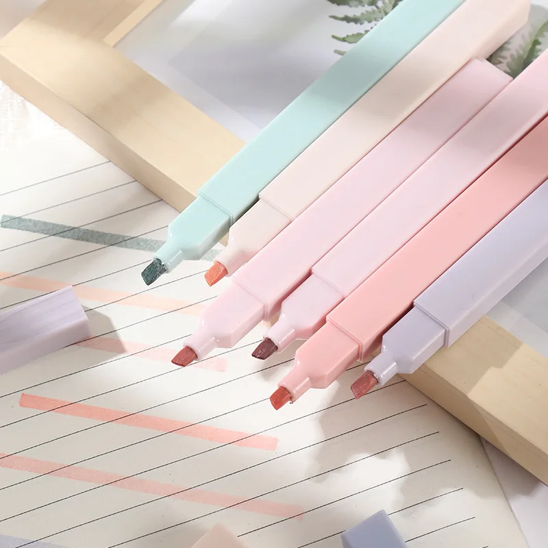 6pcs/set Pastel Color Highlighter Kawaii Stationery Color Marker School Supplies Student Marker Highlighter Japanese Stationery