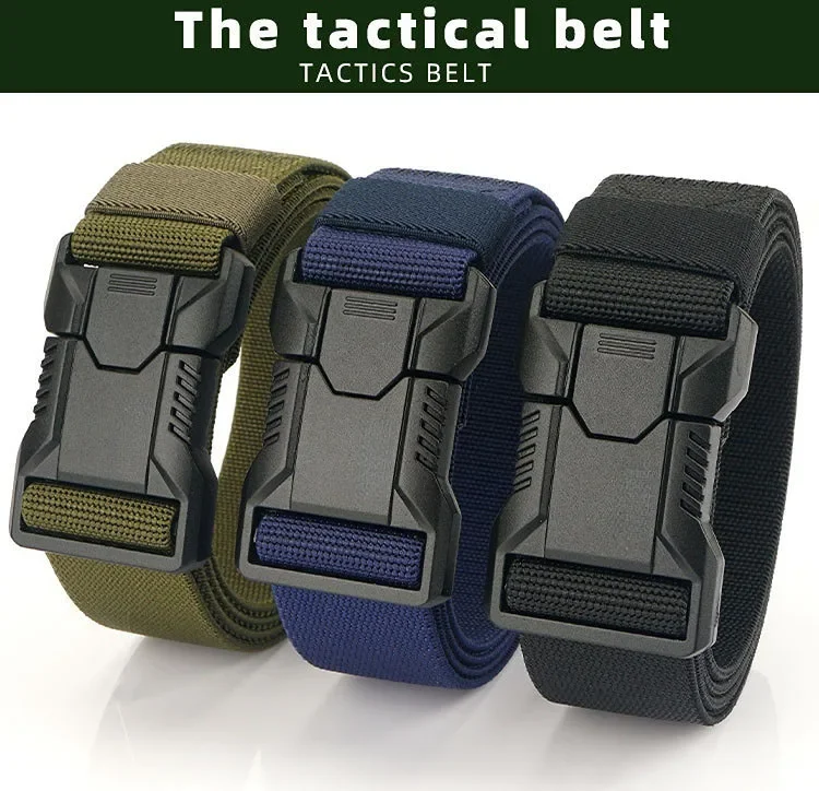 New Aluminum Alloy Quick Release Pluggable Buckle Elastic Belts for Men Durable Tactical Belt Cowboy Outdoor Army Belt Hunting