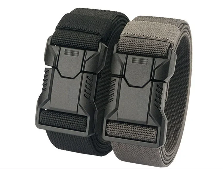 New Aluminum Alloy Quick Release Pluggable Buckle Elastic Belts for Men Durable Tactical Belt Cowboy Outdoor Army Belt Hunting