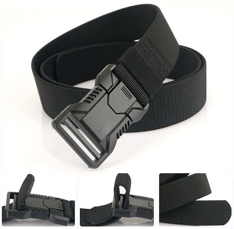 New Aluminum Alloy Quick Release Pluggable Buckle Elastic Belts for Men Durable Tactical Belt Cowboy Outdoor Army Belt Hunting