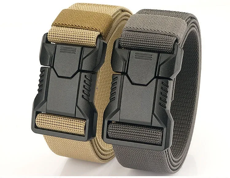 New Aluminum Alloy Quick Release Pluggable Buckle Elastic Belts for Men Durable Tactical Belt Cowboy Outdoor Army Belt Hunting