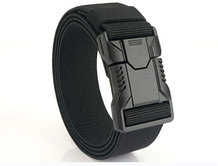 New Aluminum Alloy Quick Release Pluggable Buckle Elastic Belts for Men Durable Tactical Belt Cowboy Outdoor Army Belt Hunting