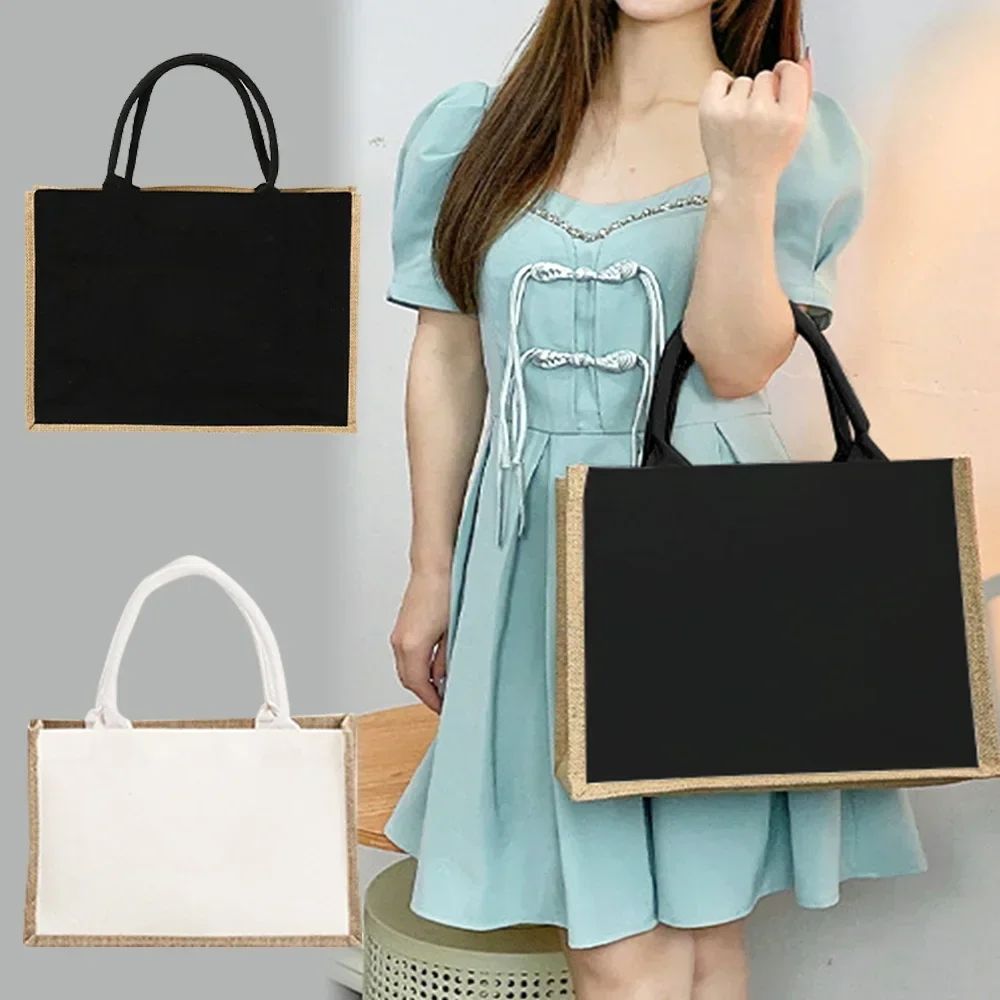 Jute Handbag Shoulder Bag Gold Letters Sacks Jute Imitation Bags Women Shopping Pouch Designer Laminated Bags Dark