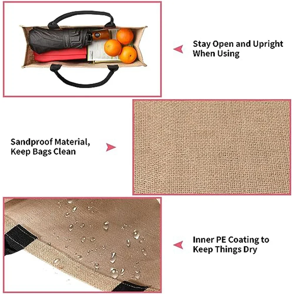 Jute Handbag Shoulder Bag Gold Letters Sacks Jute Imitation Bags Women Shopping Pouch Designer Laminated Bags Dark