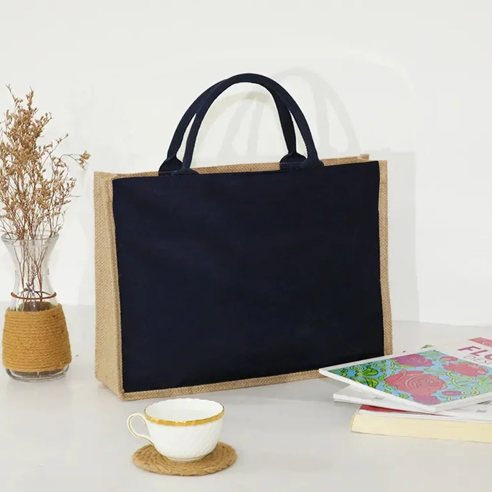 Jute Handbag Shoulder Bag Gold Letters Sacks Jute Imitation Bags Women Shopping Pouch Designer Laminated Bags Dark