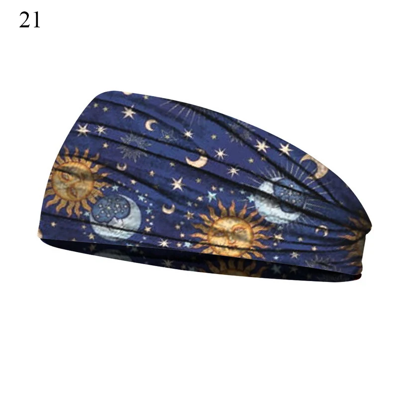 Boho Turbans Yoga Elastic Head Wrap Women Headband Wide Hairbands Headwear Floral Bandanas Fashion Hair Band Accessories YZL05-2
