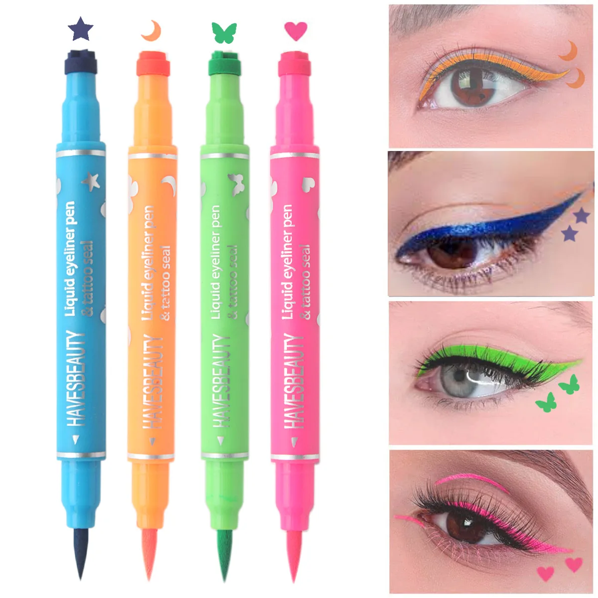 Dual-Ended Color Eyeliner, Pattern Stamp, Waterproof Non-Smudge, Embellish the End of the Eye Eyeliner