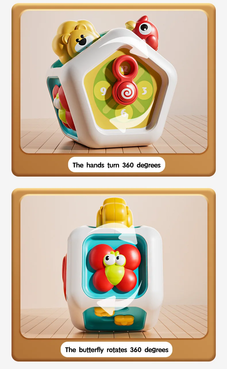 Baby Montessori Busy Board Sensory Busy Board Baby Practice Skills Activity Cube Early Educational Travel Toys For Toddlers 1-3