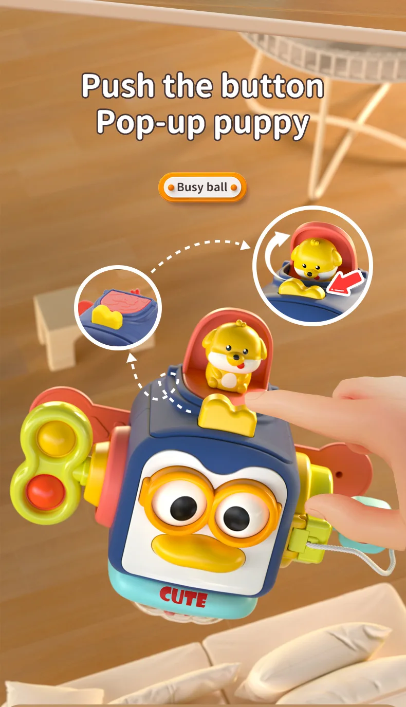 Baby Montessori Busy Board Sensory Busy Board Baby Practice Skills Activity Cube Early Educational Travel Toys For Toddlers 1-3