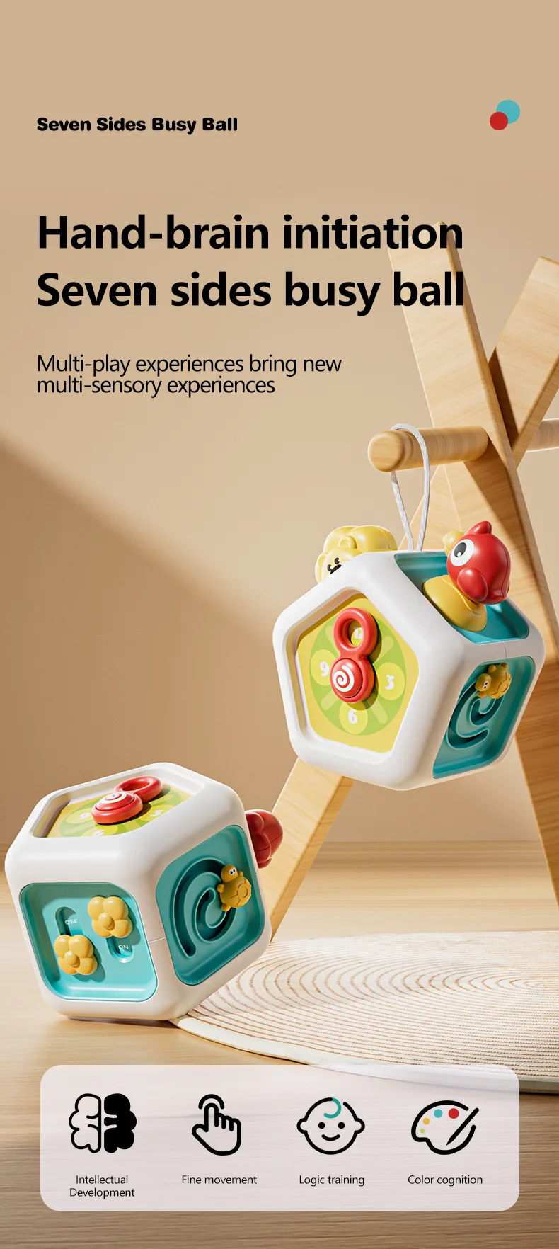 Baby Montessori Busy Board Sensory Busy Board Baby Practice Skills Activity Cube Early Educational Travel Toys For Toddlers 1-3