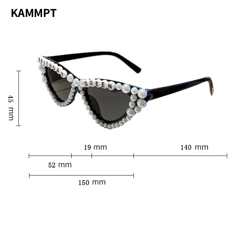 KAMMPT Cat Eye Design Gift Shades Shiny Pearl Decor Pink Present Glasses for Women's Birthday Party Favor Ladies Props Frame