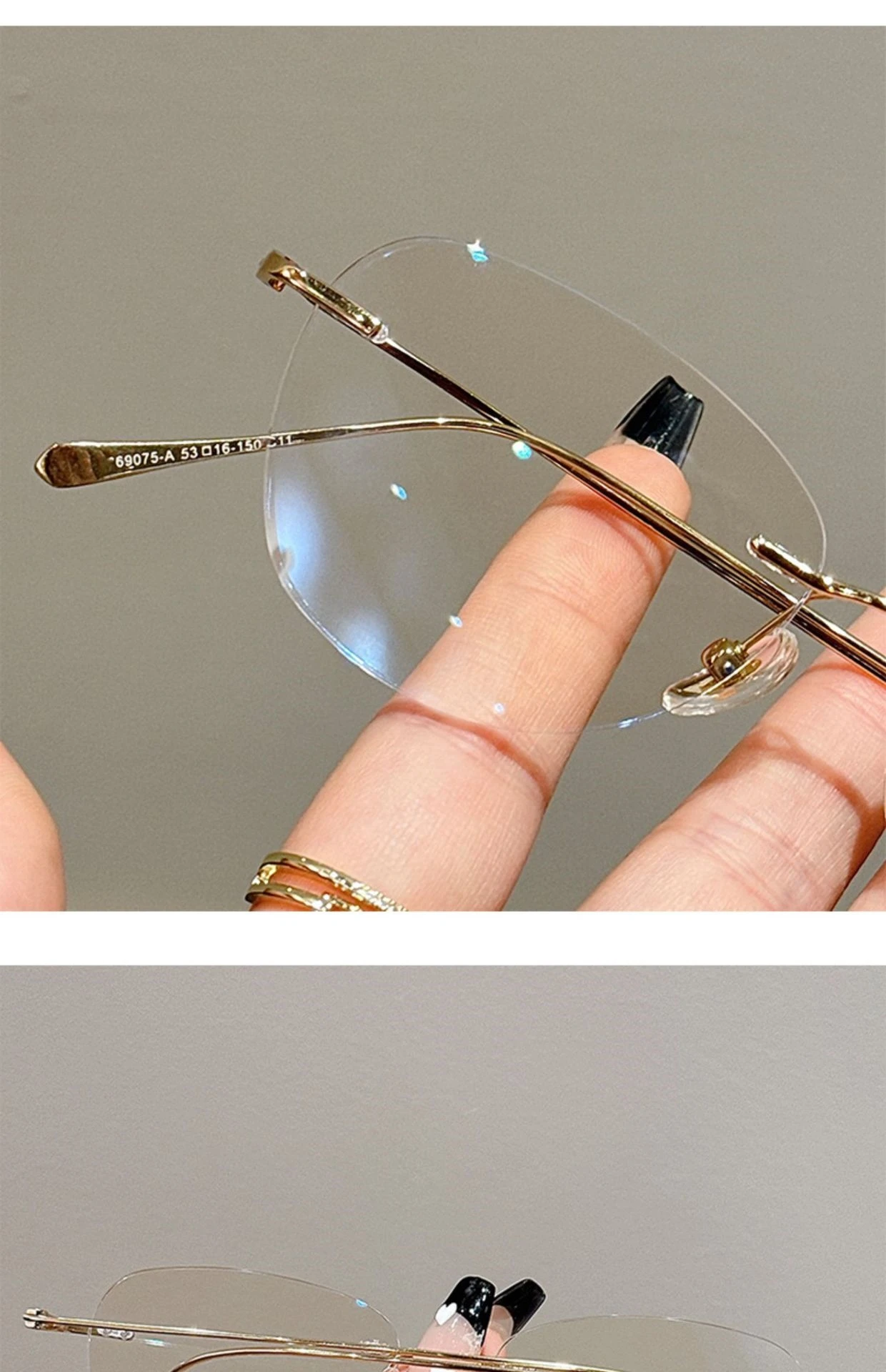 YIMARUILI Ultralight Fashion Cat Eye Rimless Glasses Women Retro Titanium Alloy Retouch Face Optical Prescription Framework 690A