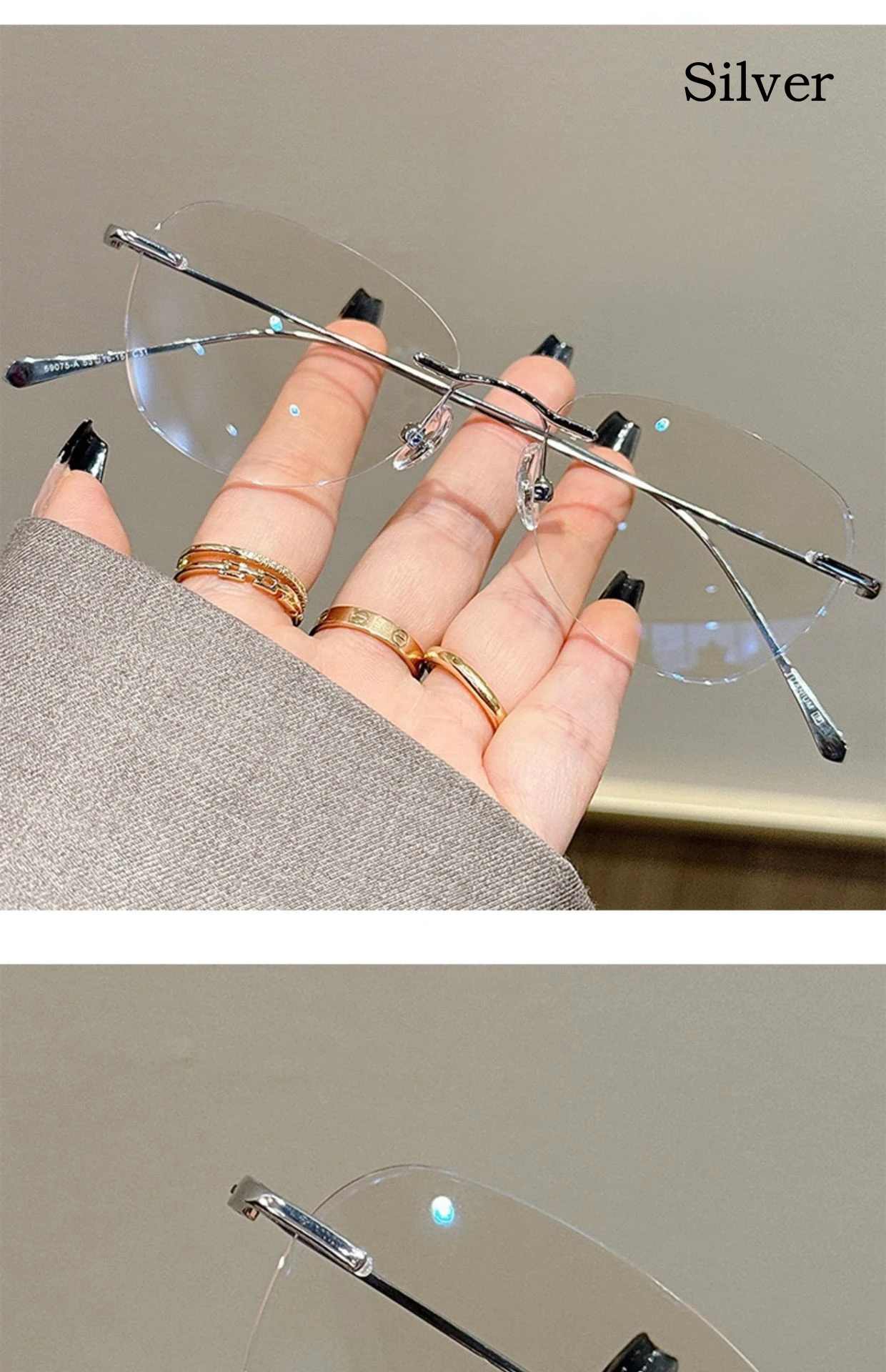 YIMARUILI Ultralight Fashion Cat Eye Rimless Glasses Women Retro Titanium Alloy Retouch Face Optical Prescription Framework 690A