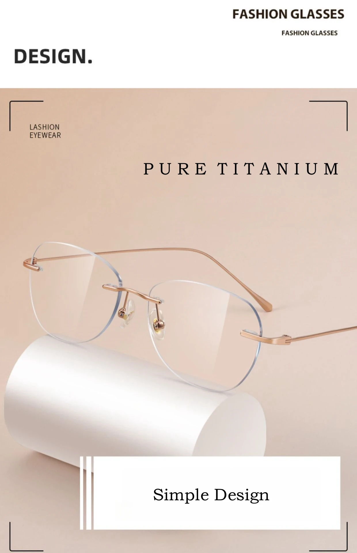 YIMARUILI Ultralight Fashion Cat Eye Rimless Glasses Women Retro Titanium Alloy Retouch Face Optical Prescription Framework 690A