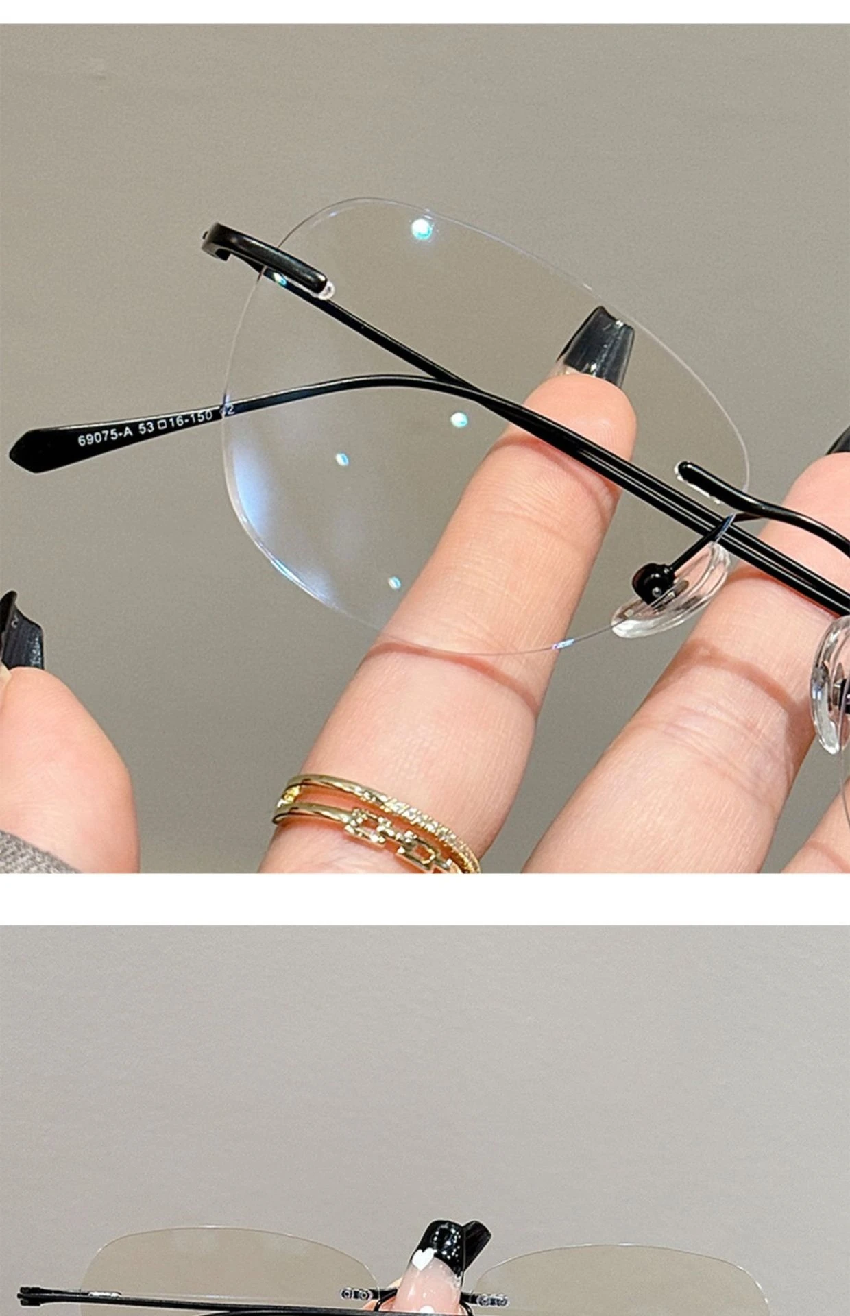 YIMARUILI Ultralight Fashion Cat Eye Rimless Glasses Women Retro Titanium Alloy Retouch Face Optical Prescription Framework 690A