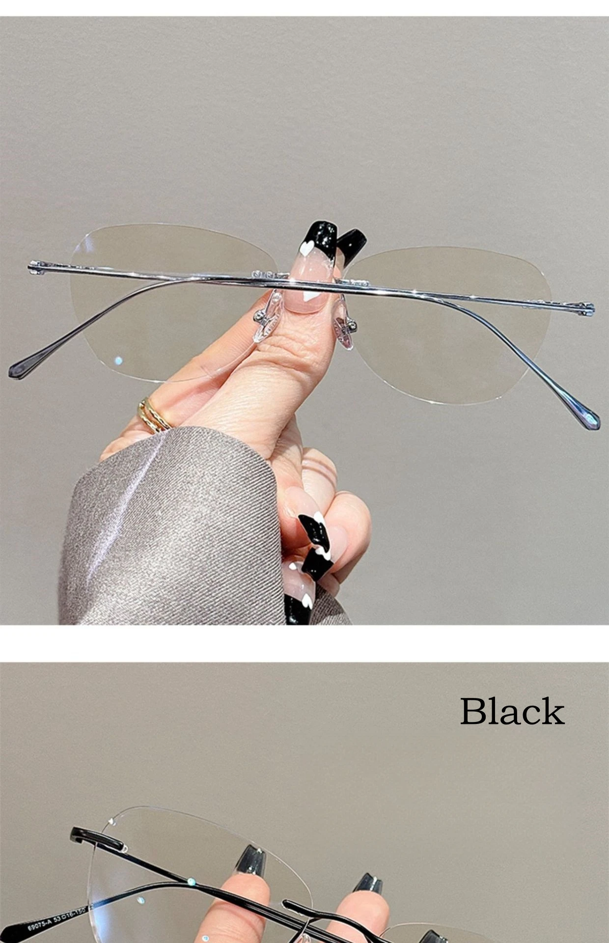 YIMARUILI Ultralight Fashion Cat Eye Rimless Glasses Women Retro Titanium Alloy Retouch Face Optical Prescription Framework 690A